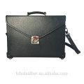 Schwarz Leder Aktentasche Tablet PC Fall Schultertasche